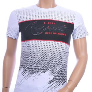Ci-Borg Trendy RESPECT Ronde Hals Heren T-shirt - Wit