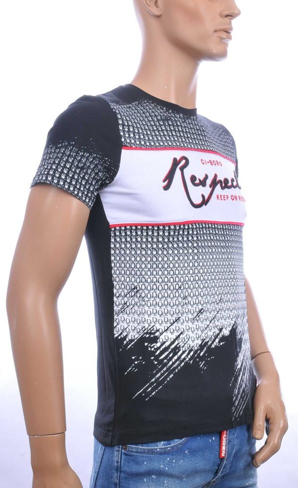 Ci-Borg Trendy RESPECT Ronde Hals Heren T-shirt - Zwart
