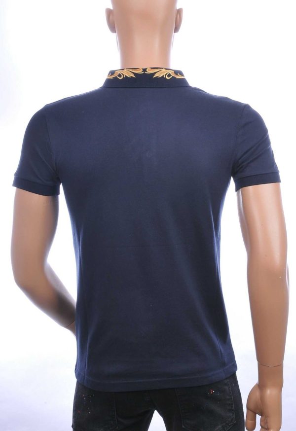 CLUB JU Trendy Slim Fit Heren Polo T-shirt met Leeuwenkop Badge - Navy