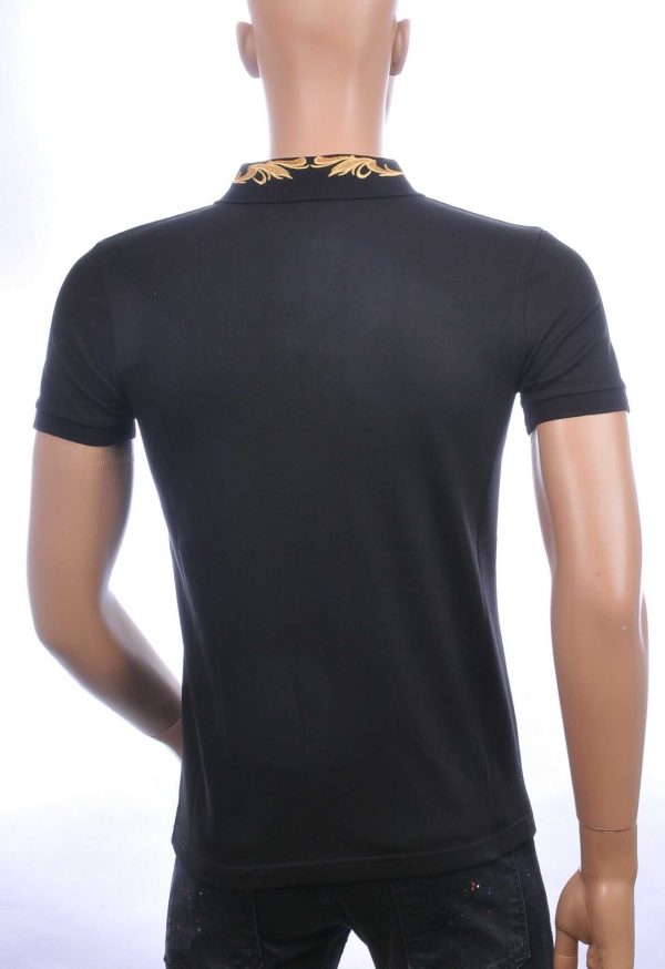 CLUB JU Trendy Slim Fit Heren Polo T-shirt met Leeuwenkop Badge - Zwart