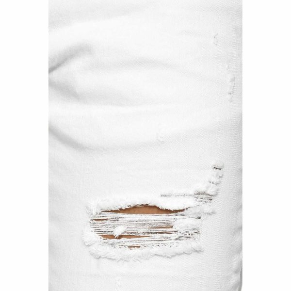 Red Bridge Trendy Gescheurde Stretch Effen Witte Kleur Slim Fit Heren Jeans - Wit