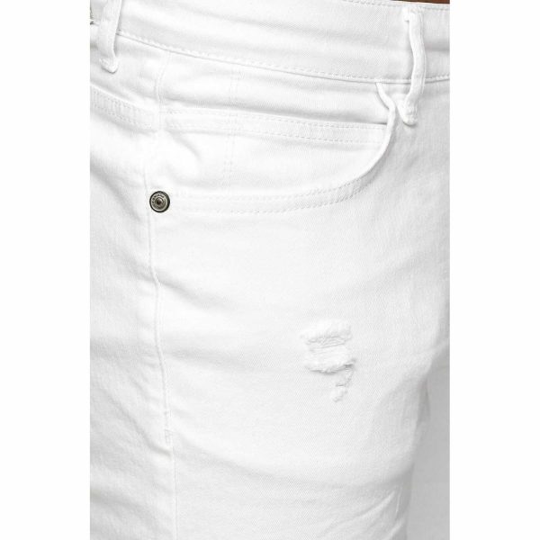Red Bridge Trendy Gescheurde Stretch Effen Witte Kleur Slim Fit Heren Jeans - Wit