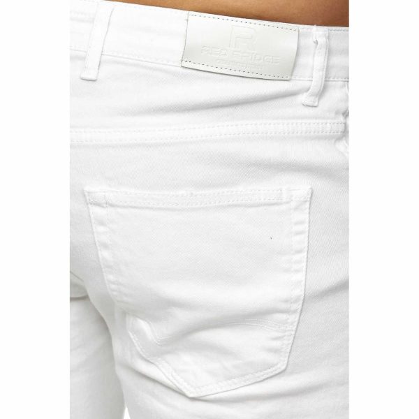 Red Bridge Trendy Gescheurde Stretch Effen Witte Kleur Slim Fit Heren Jeans - Wit