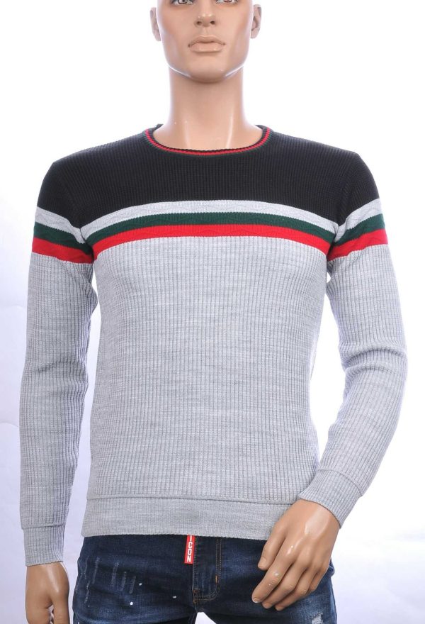 CI-BORG Trendy Slim Fit Ronde Hals Dunne Heren Trui - Grijs