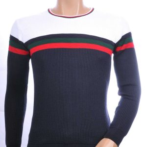 CI-BORG Trendy Slim Fit Ronde Hals Dunne Heren Trui - Navy