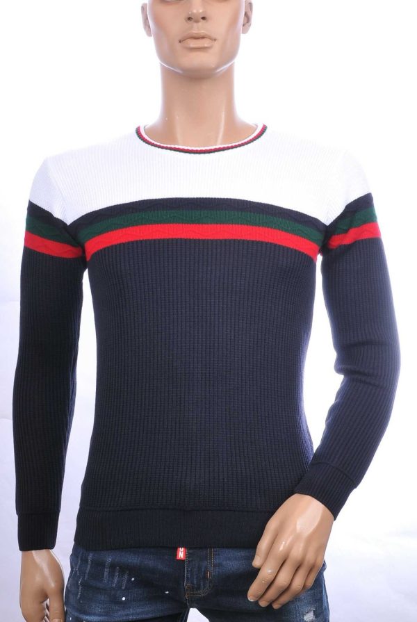 CI-BORG Trendy Slim Fit Ronde Hals Dunne Heren Trui - Navy
