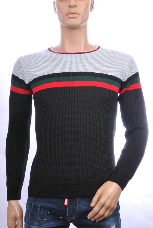 CI-BORG Trendy Slim Fit Ronde Hals Dunne Heren Trui - Zwart